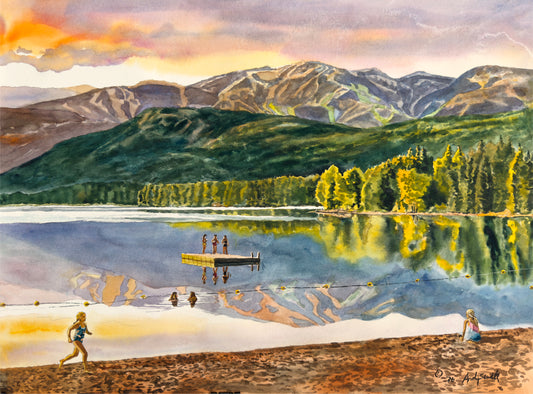 "Lake Summer Memories", - 17"x23" Original Watercolor or signed print of memories at the lake