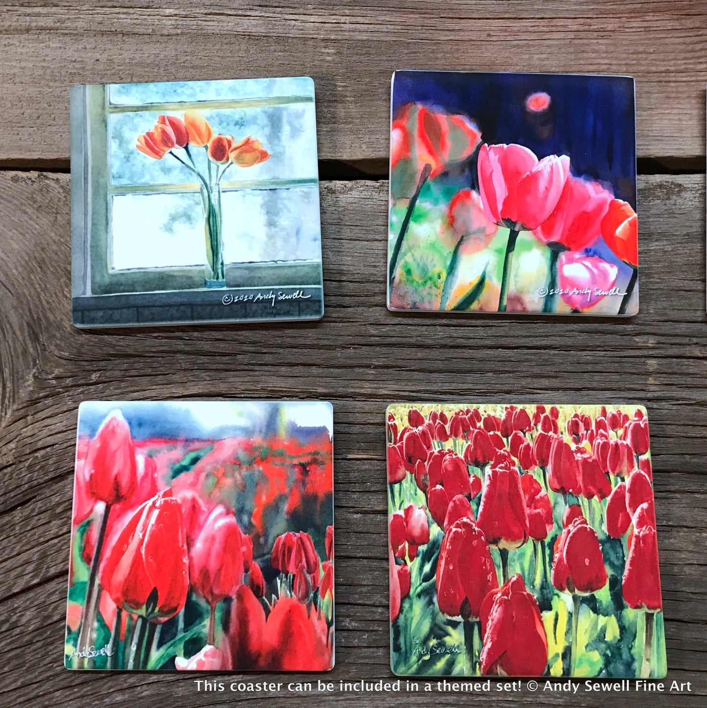 ASC436 "Endless Red and Yellow (tulips)" ceramic coaster