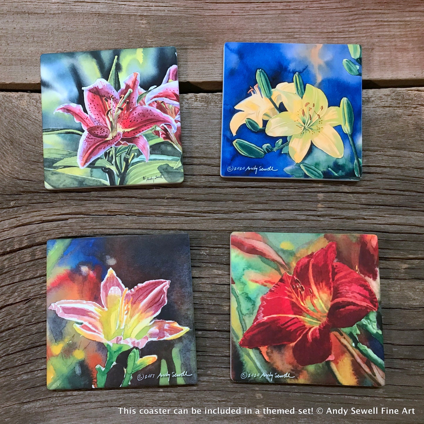 "Garden Flowers" themed coaster sets: 3 options, see below.