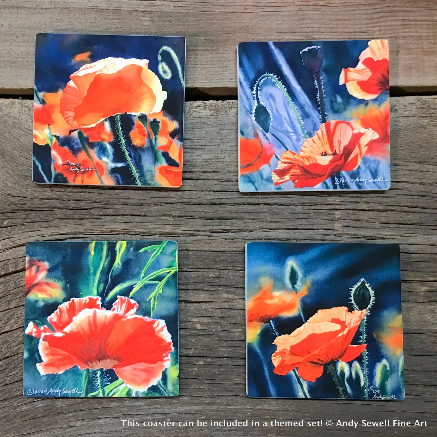 ASC195 "Poppy Morning" ceramic coaster