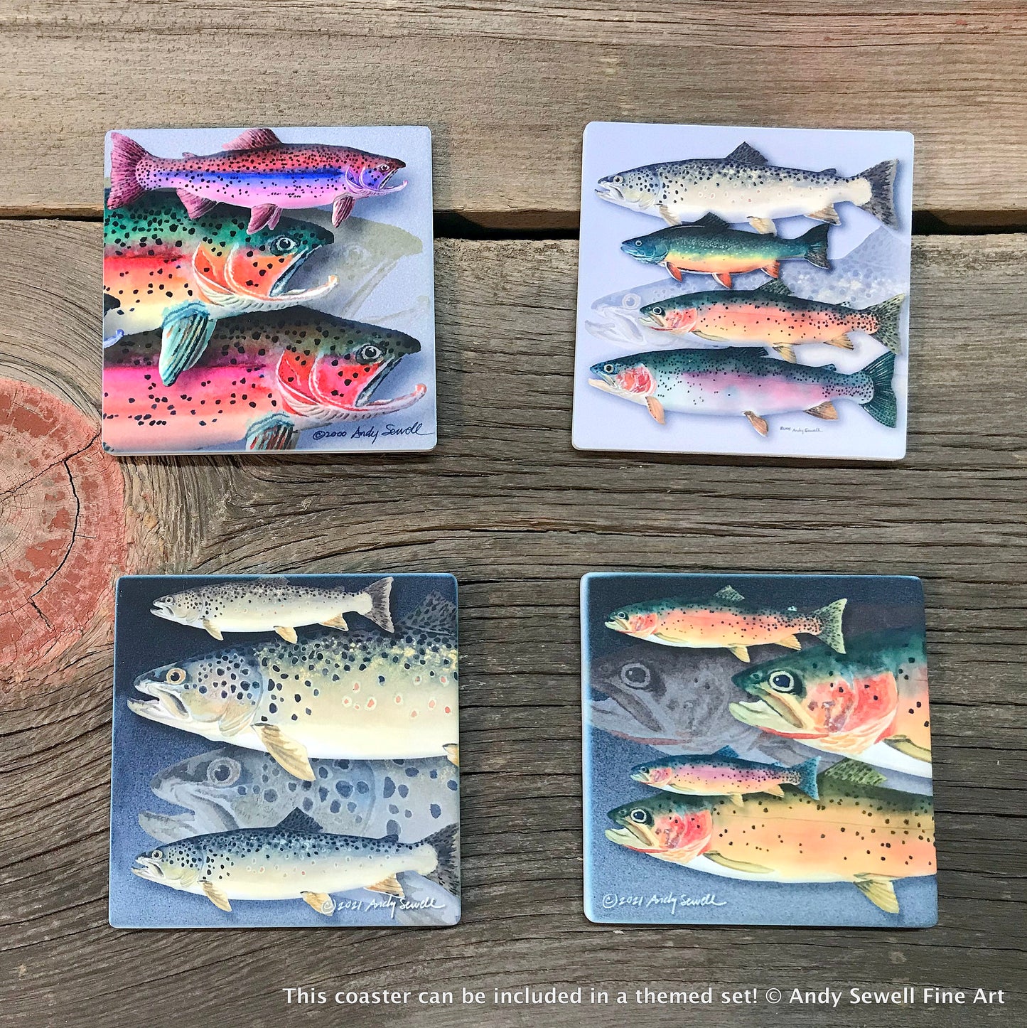 ASC009 "Cutthroat Trout School" ceramic coaster