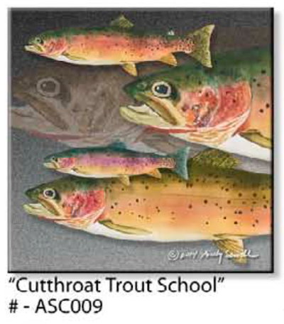 ASC009 "Cutthroat Trout School" ceramic coaster