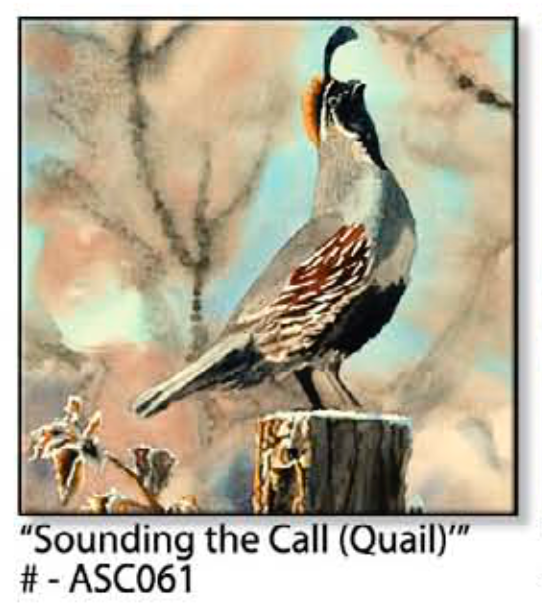 ASC061 "Sounding the Call" quail ceramic coaster