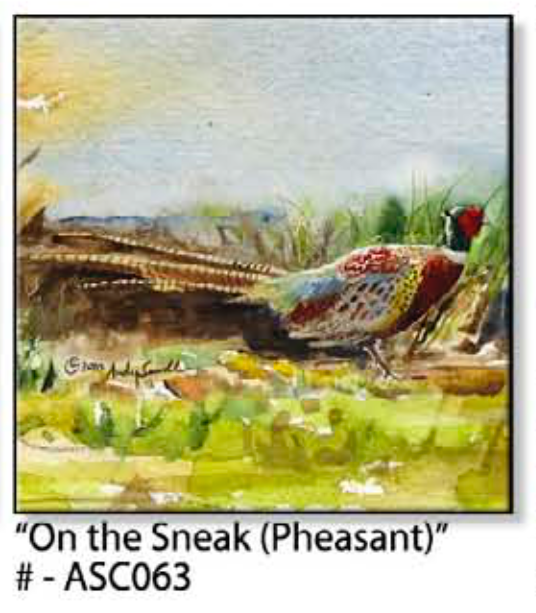 ASC063 "On the Sneak" pheasant ceramic coaster