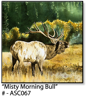 ASC067 "Misty Morning Bull" ceramic coaster