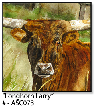 ASC073 "Longhorn Larry" ceramic coaster