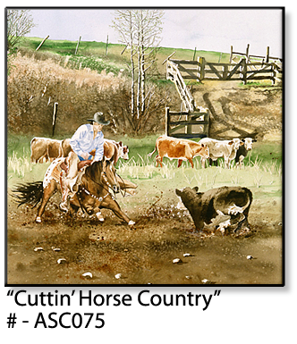 ASC075 "Cuttin' Horse Country" ceramic coaster