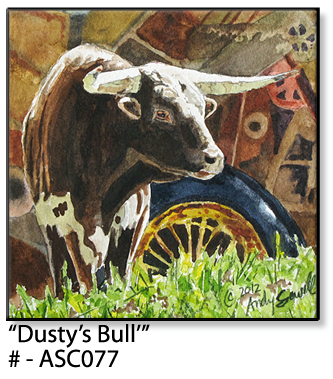 ASC077 "Dusty's Bull" ceramic coaster