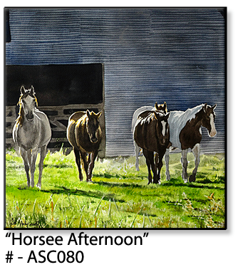 ASC080 "Horsee Afternoon" ceramic coaster
