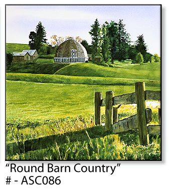 ASC086 "Round Barn Country" ceramic coaster