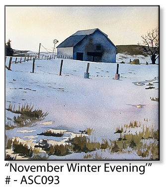 ASC093"November Winter Evening" ceramic coaster
