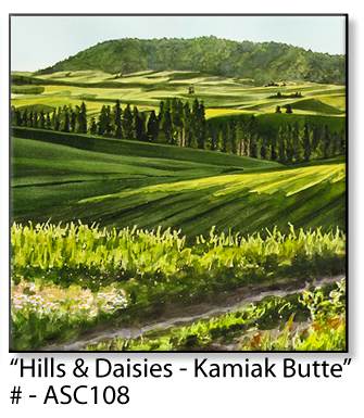 ASC108 "Hills and Daises - Kamiak Butte" ceramic coaster