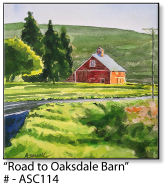 ASC114 "Road to Oaksdale Barn" ceramic coaster