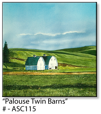 ASC115 "Palouse Twin Barns" ceramic coaster