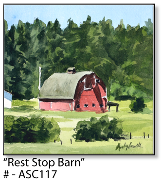 ASC117 "Rest Stop Barn" ceramic coaster