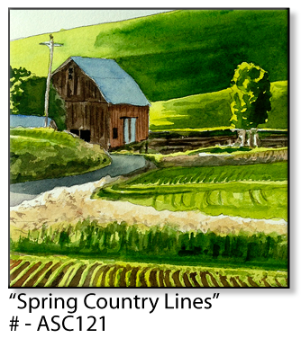 ASC121 "Spring Country Lines" ceramic coaster