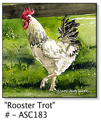 ASC183 "Rooster Trot" Chicken ceramic coaster