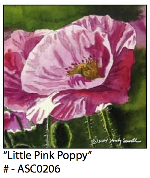 ASC206 "Little Pink Poppy" ceramic coaster