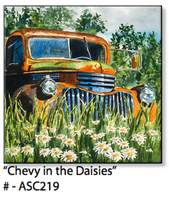 ASC219 “ Chevy in the Daisies“ ceramic coaster