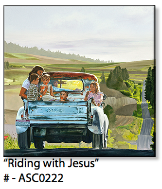ASC222 "Riding with Jesus" ceramic coaster