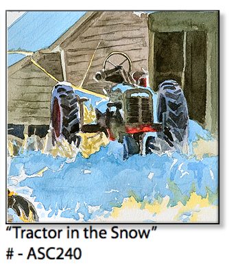 ASC240 "Tractor in the Snow" ceramic coaster