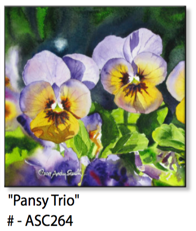 ASC264 "Pansy Trio" ceramic coaster