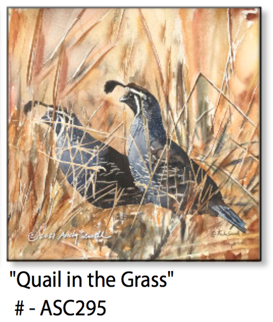 ASC295 "Quail in the Grass" quail ceramic coaster