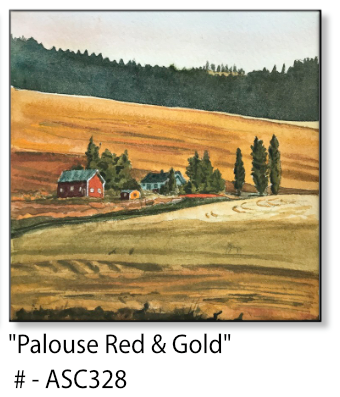 ASC328" Palouse Red & Gold" ceramic coaster
