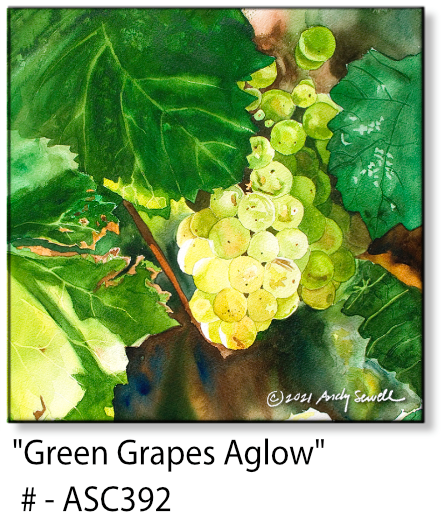 ASC392 "Green Grapes Aglow" ceramic coaster