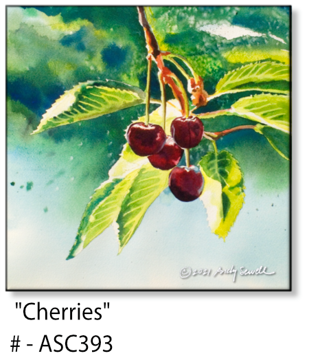 ASC393 "Cherries" ceramic coaster