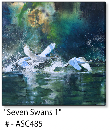ASC485 "Seven Swans 1" ceramic coaster