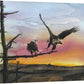 "Eagles Perch" - Original watercolor or prints of Eagles landing in the sunset