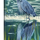 "Heron Reflections" - 11"x22" canvas or paper Giclée art print from an oil painting