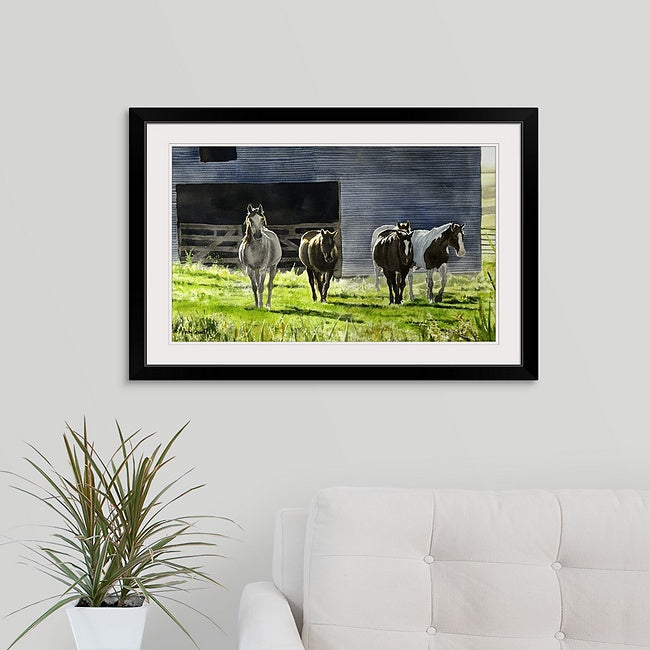"Horsee Afternoon" - A signed Giclee art print from a watercolor of Horses by the Barn.