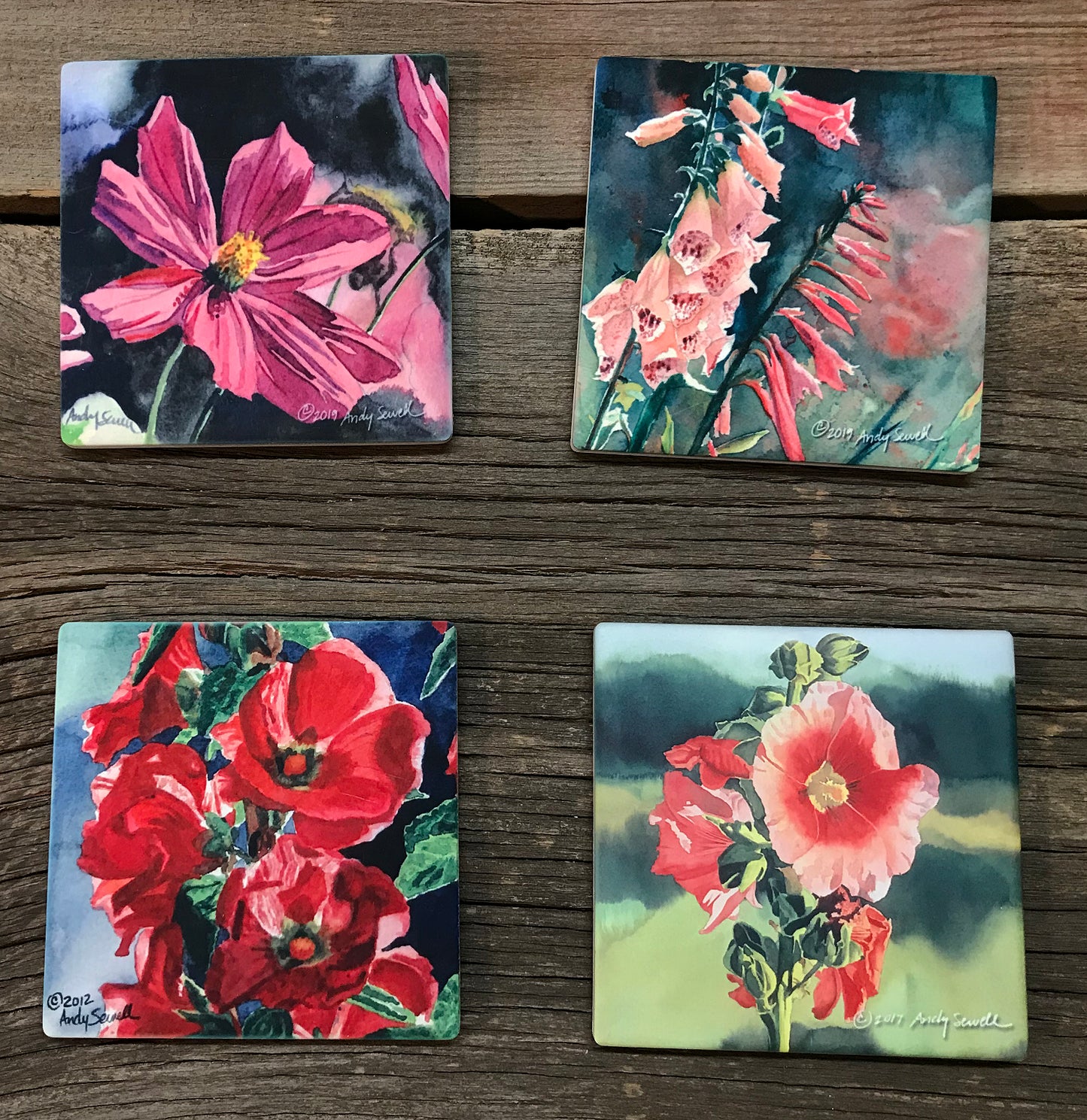 "Garden Flowers" themed coaster sets: 3 options, see below.