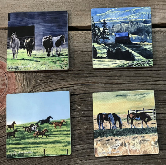 "Horses and Cows" themed coaster sets: 2 options, see below.