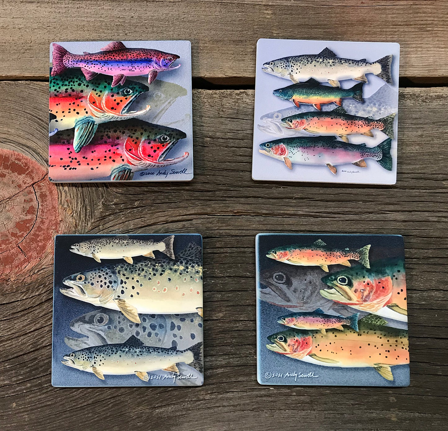 "Trout Fish" themed coaster sets: 3 options, see below.