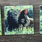 ASC186 "Hunkering Hens" Chicken ceramic coaster