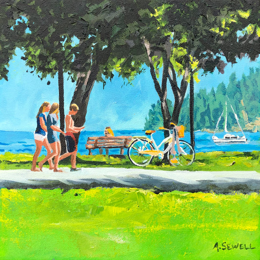 "Lake Summer Memories" -  10"x10" Original oil painting or signed Giclee art print.
