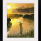"Morning Cast" Sunrise in the Tetons, flyfisherman, Giclée reprod. from watercolor.
