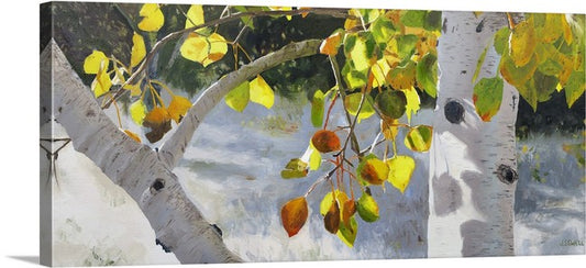 October Shadows - 19" x 42"  Giclee reproduction of fall aspens from oil painting by Josh Sewell.