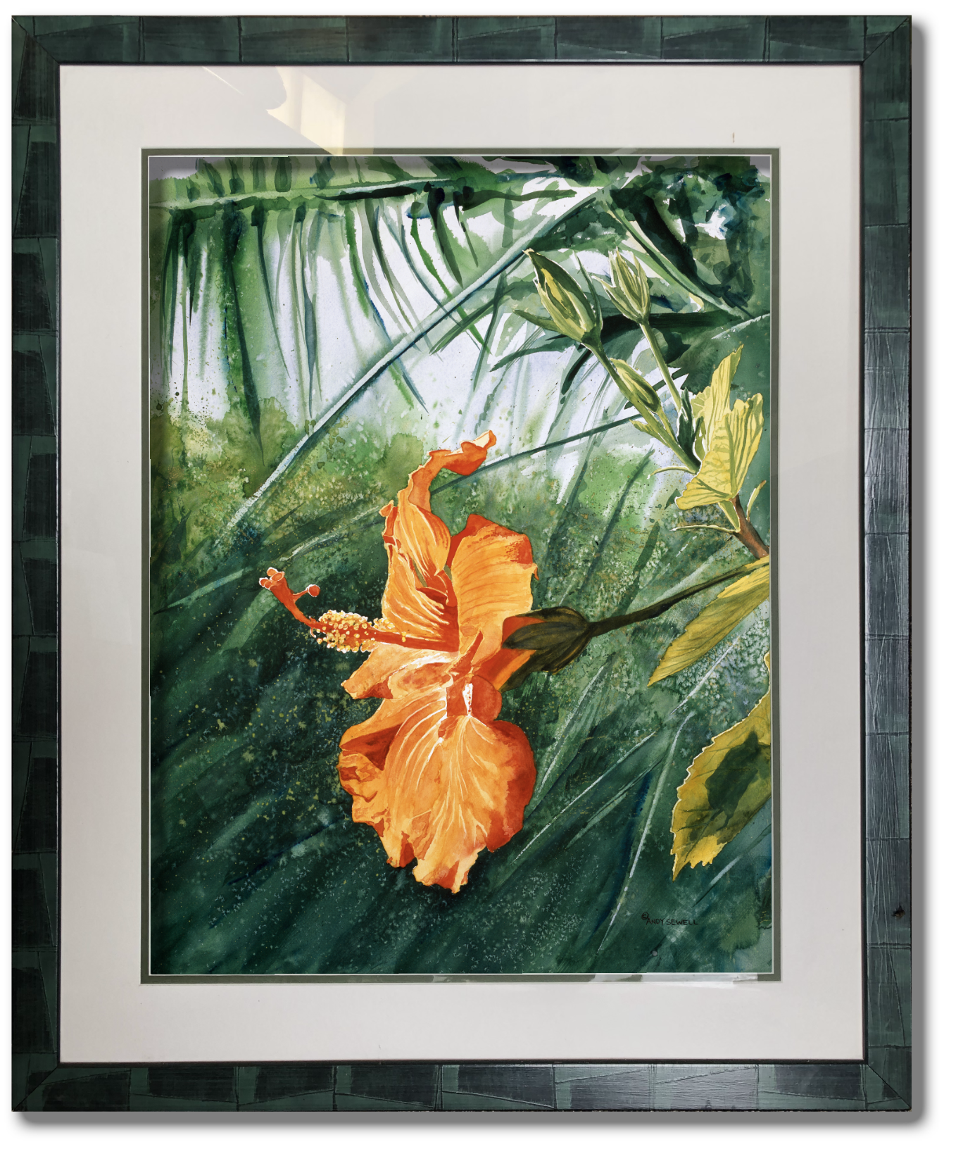 "Orange Hibiscus" 22x30 Original watercolor or giclee print