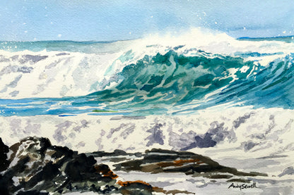 "Coastal Wave" - an Original watercolor, or signed edition Giclee reprod. of a pacific coast wave.