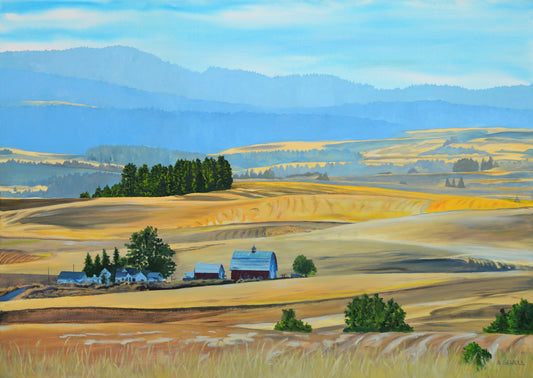 "Palouse Red and Gold" 34x48- A signed Giclee Reprod. of the Northwest Palouse country landscape in Harvest