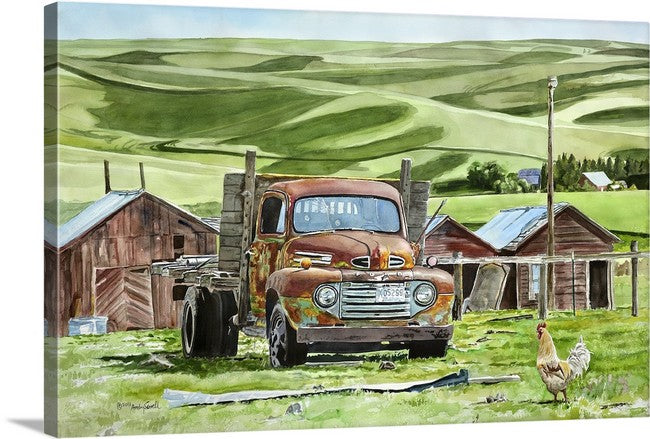 "The Old Ranch Hand" signed edition Giclee Reprod. of old rusty Ford at the ranch.