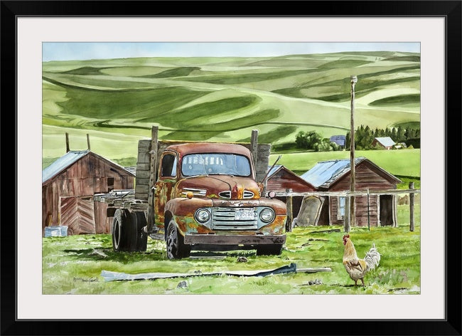 "The Old Ranch Hand" signed edition Giclee Reprod. of old rusty Ford at the ranch.