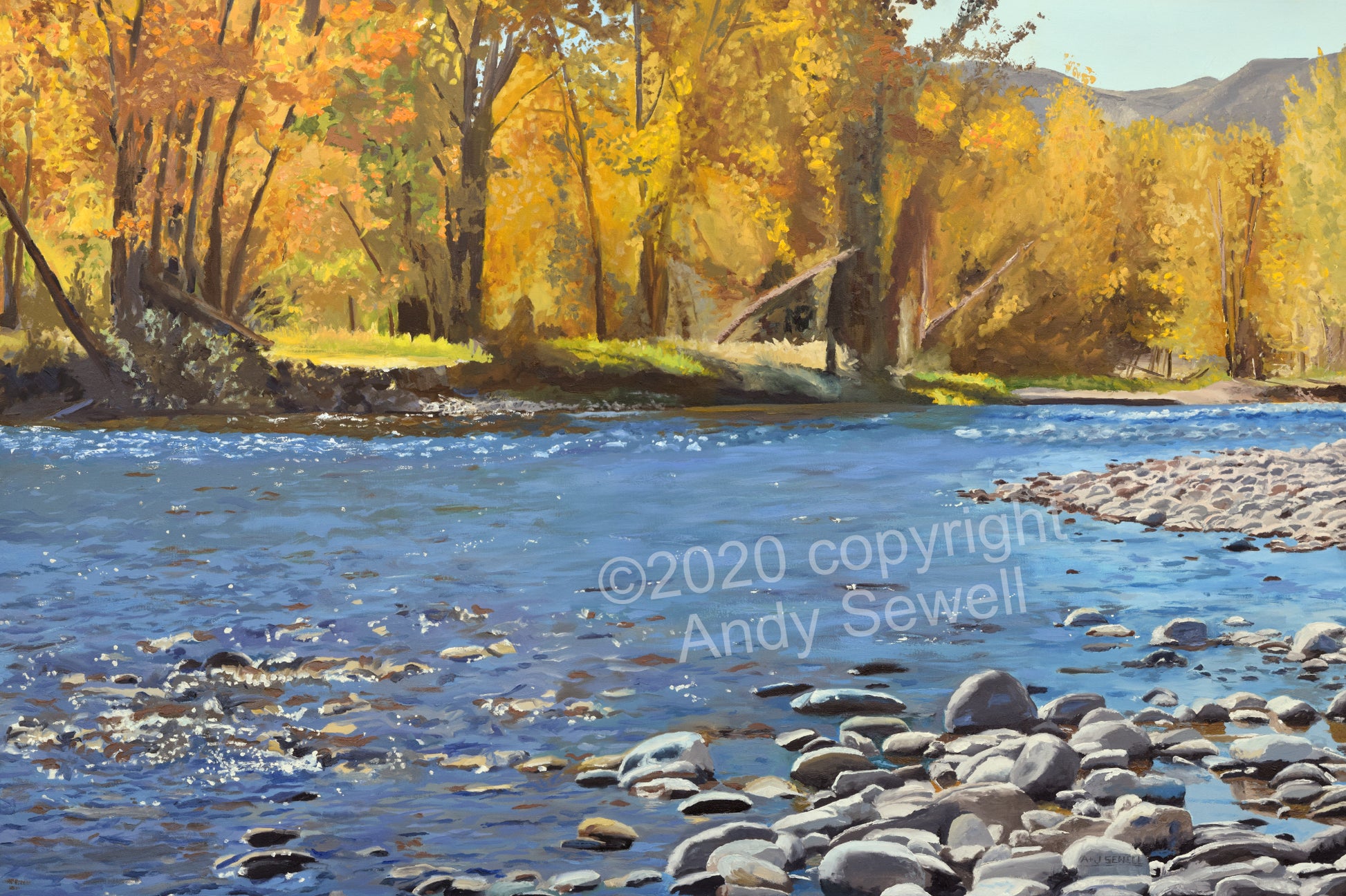 Title: "River Gold"  • 58x38 oil painting