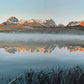 "Sawtooth Morning Mist" - 54"x19" Canvas or Paper Giclée art print from oil painting of Idaho's Sawtooth Mountains over Little Redfish lake.