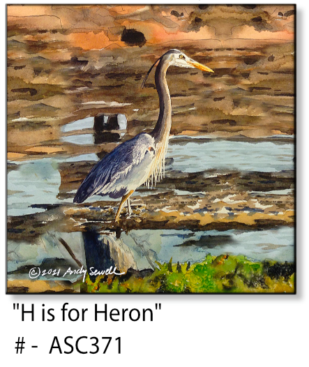 ASC371 “H is for Heron" ceramic coaster