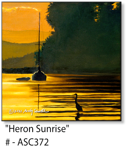 ASC372 "Heron Sunrise" ceramic coaster